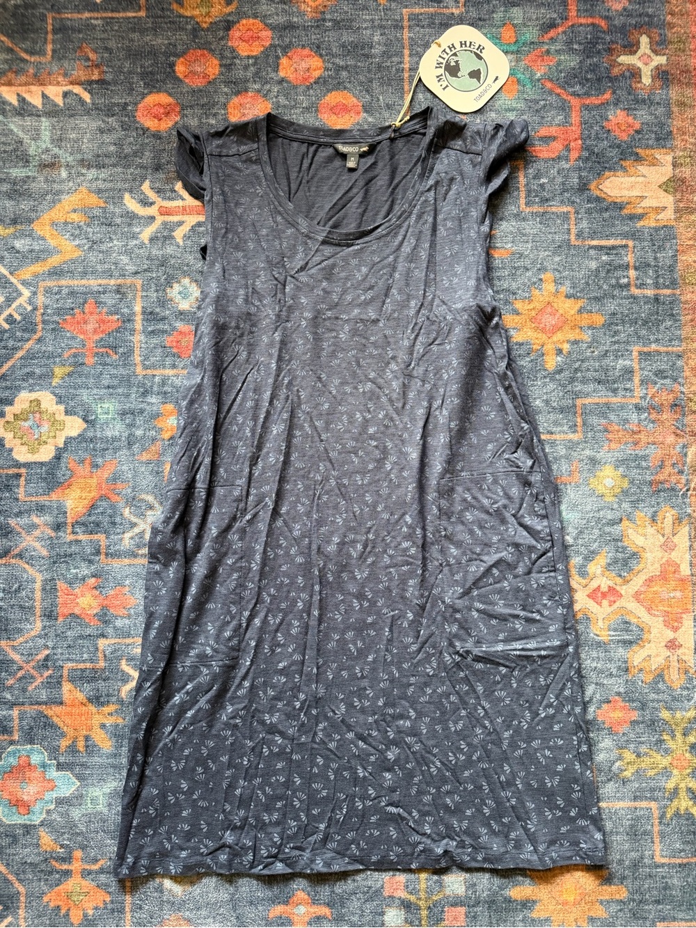 Toad&Co Navy Blue Printed Tunic with Side Pocket